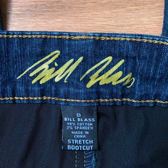 Bill Blass dark wash stretch boot cut jean with perfect rhinestone and studs, 8 - Picture 5 of 8